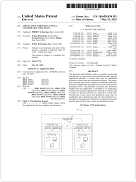 Application whitelist using a controlled node flow 특허증